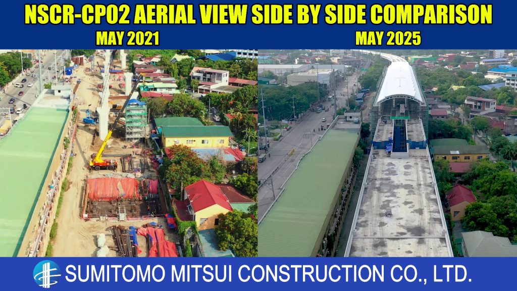 North South Commuter Railway – NSCR-CP02 May 2021 vs 2025 Aerial View Side By Side Comparison Update